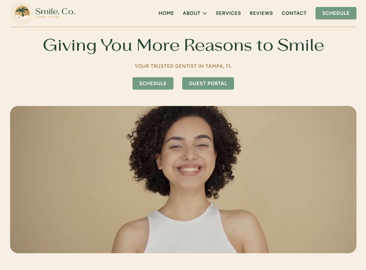 Screenshot of Smile Co. Tampa Palms , from the dentist websites collection.