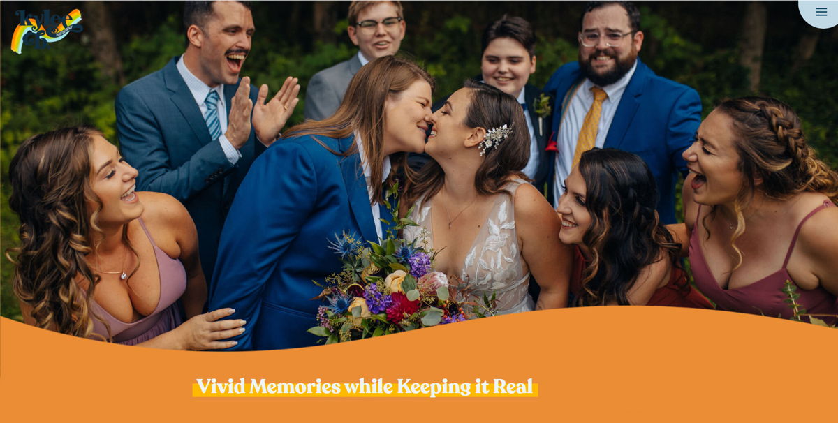 Screenshot of Kylee B Photography, from the wedding photography websites collection.