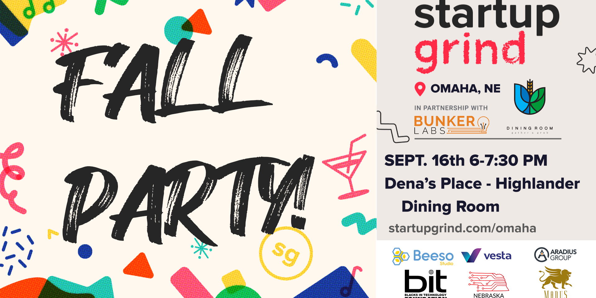 Startup Grind Omaha Fall Party 2021 promotional image