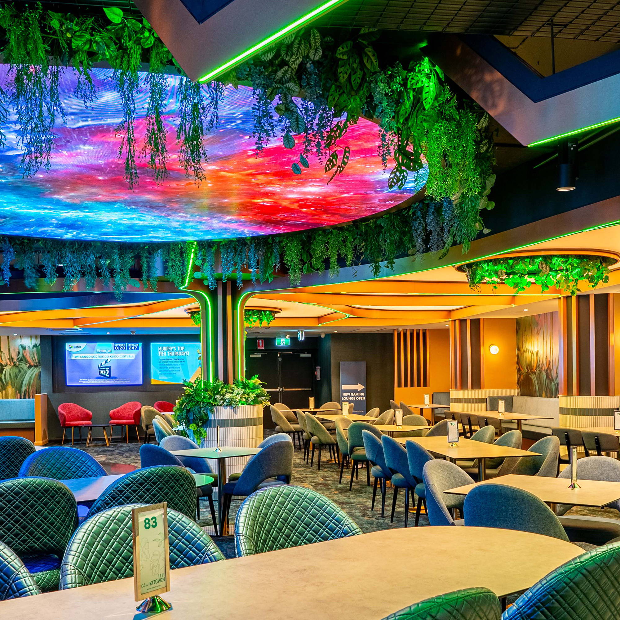 Kedron Wavell RSL Project Overview by Havit Commercial. LED Strip Lighting, DALI controlled lighting, RGBCW Color Vibrant Lights RSL, Hotel, Indoor Lighting, Restaurant environment atmosphere lighting