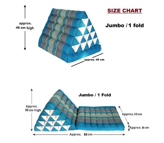 Thai kapok cushion Jumbo 1-FOLD Thai Triangle Pillow Mat - 2 models available - Image 2