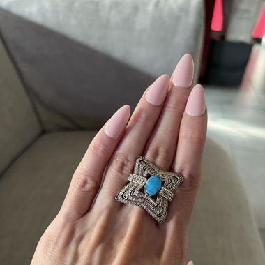Silver ring with turquoise stone Bague en argent 