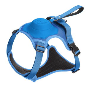 Vibe Geeks Ultimate 2-in-1 Reflective No-Pull Dog Harness with Retractable Leash & Control Handle – Blue
