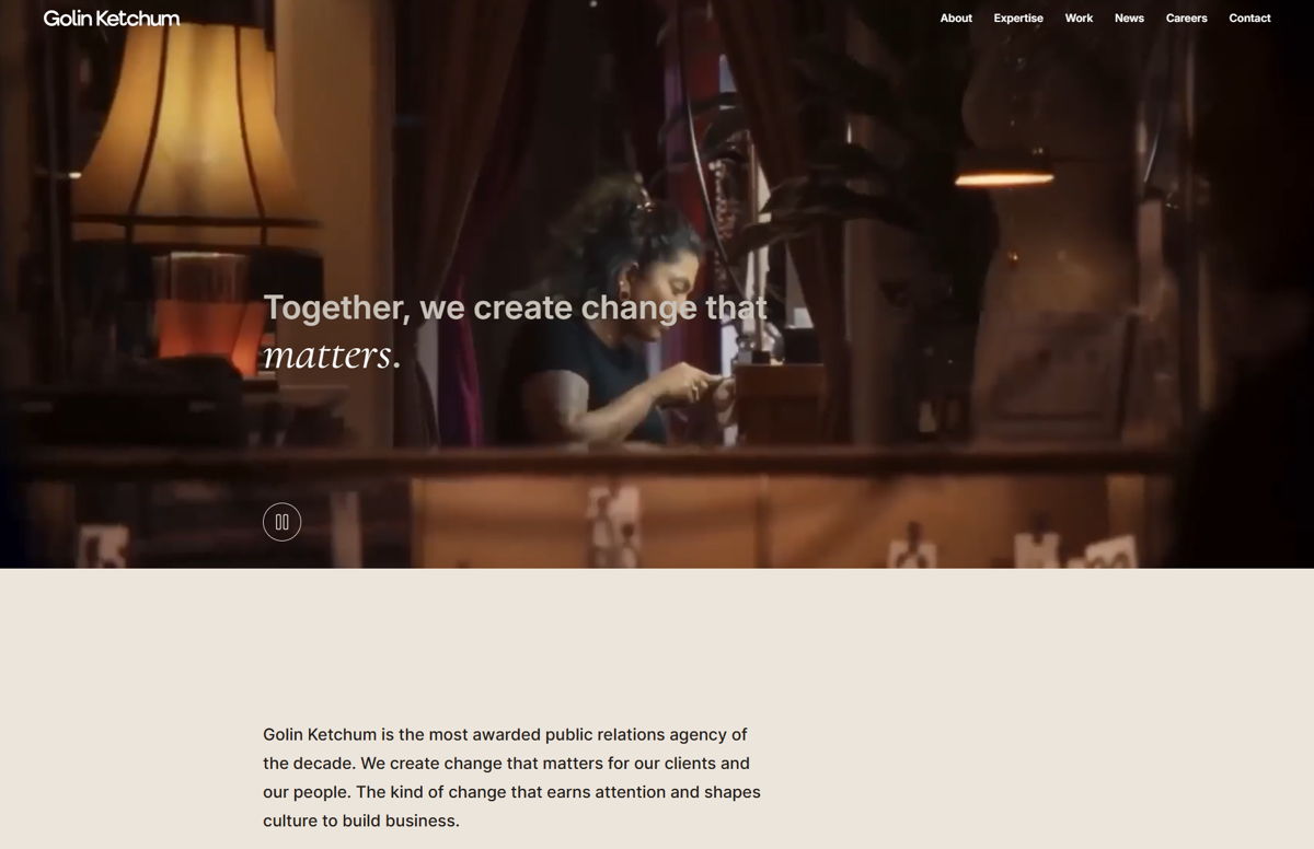 Screenshot of Golin Ketchum, from the pr portfolios & websites collection.
