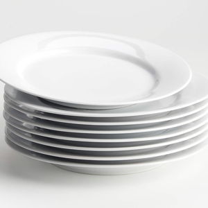 Aspen Rimmed Dinner Plate | Crate & Barrel - Set of 8