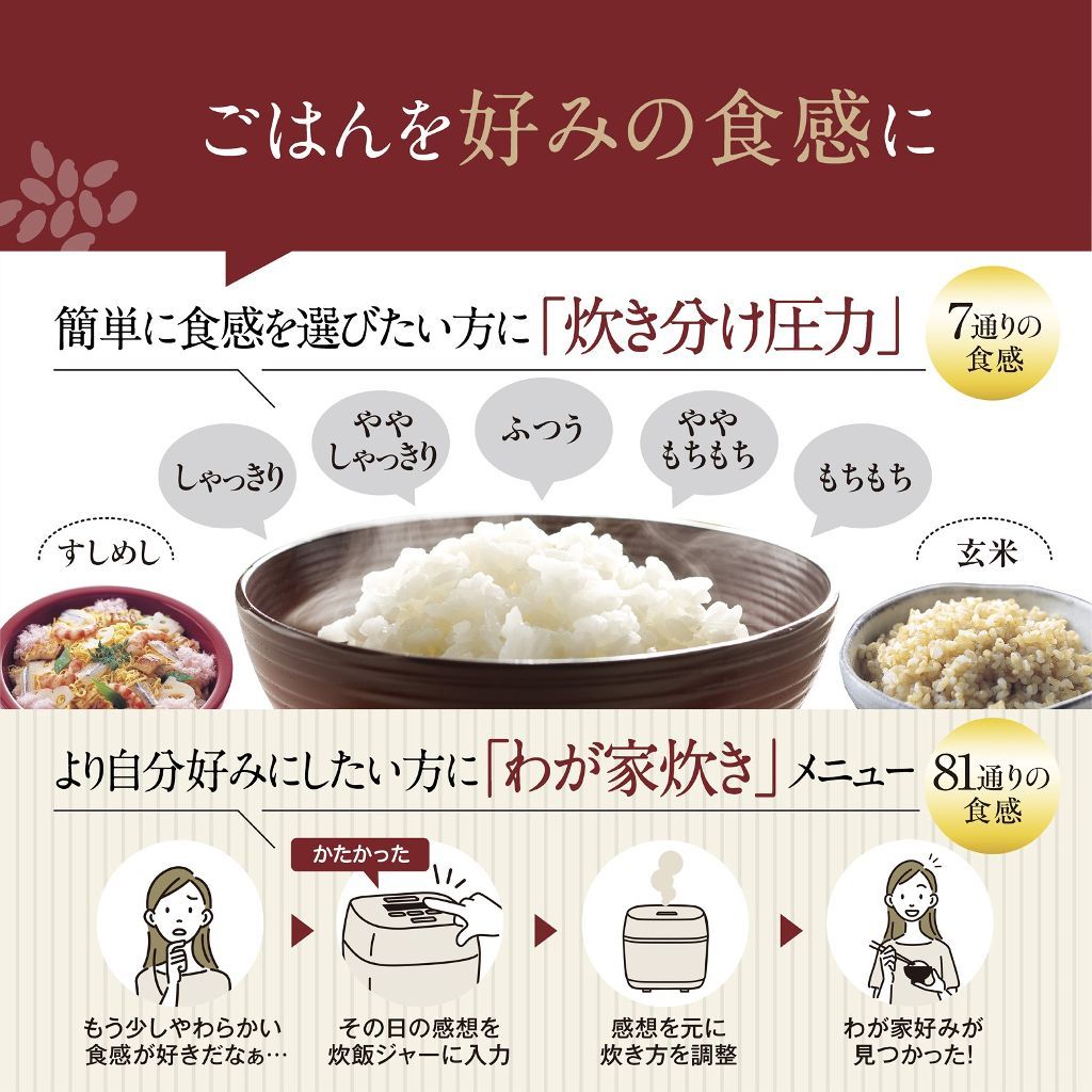 ごはんを好みの食感に