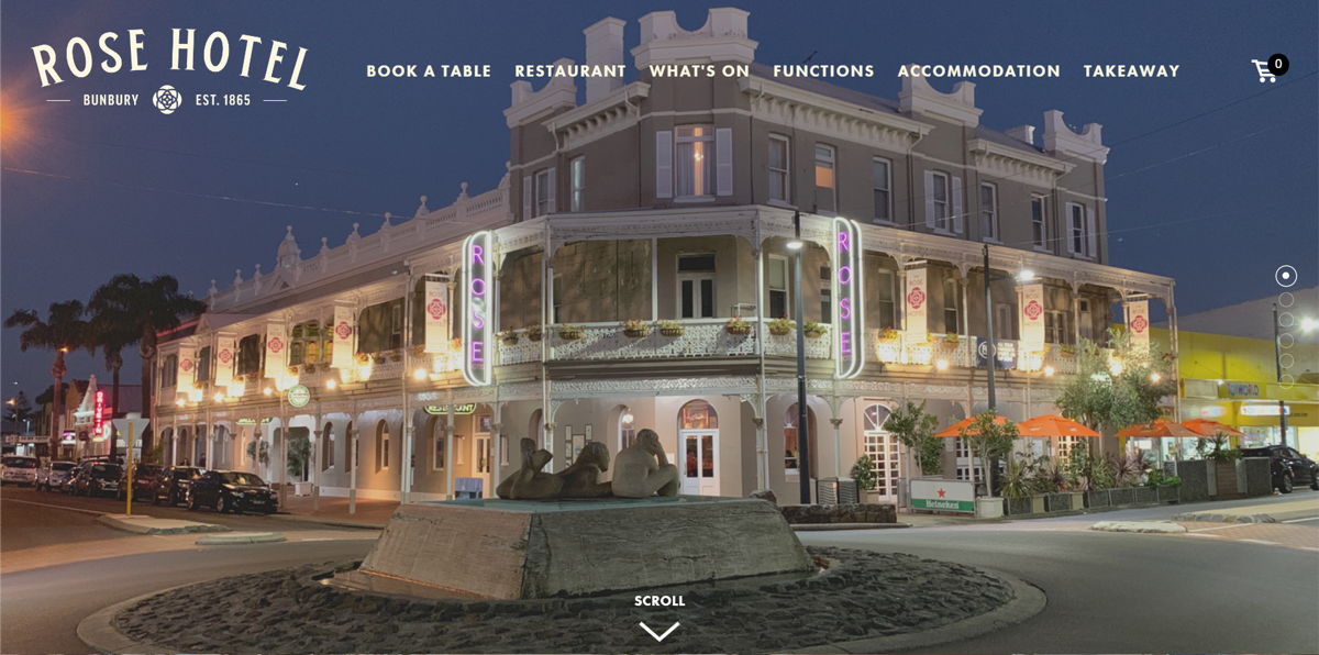 Screenshot of Rose Hotel, from the hotel websites collection.