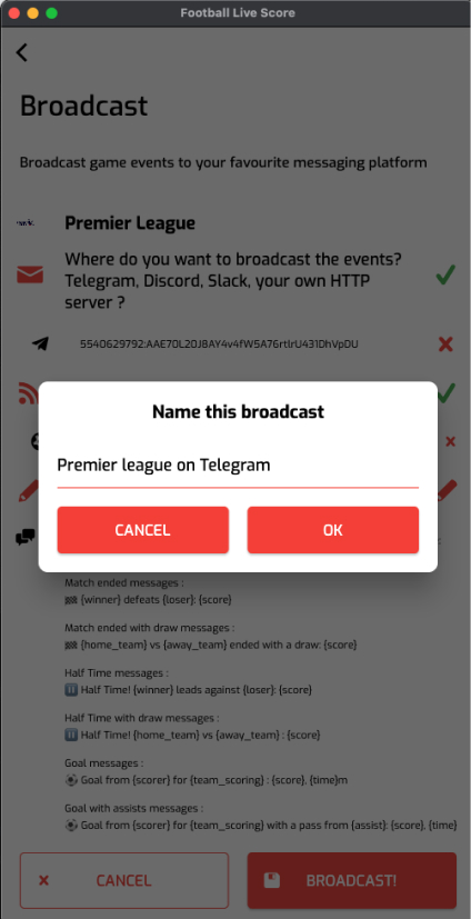 Name your broadcast and start it