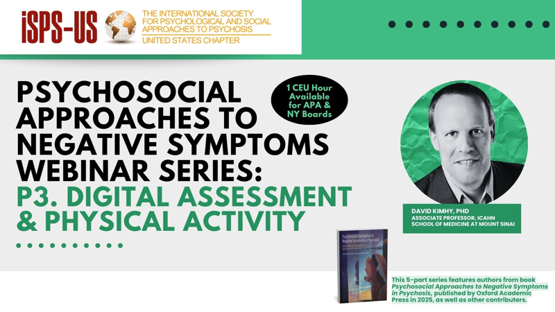 Psychosocial Approaches to Negative Symptoms in Psychosis: Season 3 "Digital Assessment and Physical Exercise"