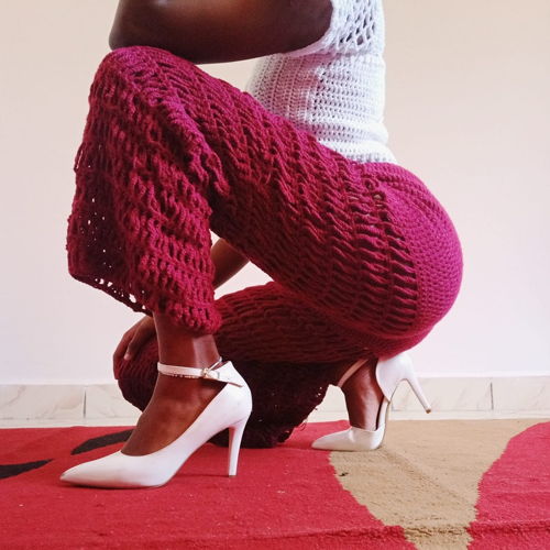 crochet mesh trouser, crochet pants pattern, crochet bell bottoms