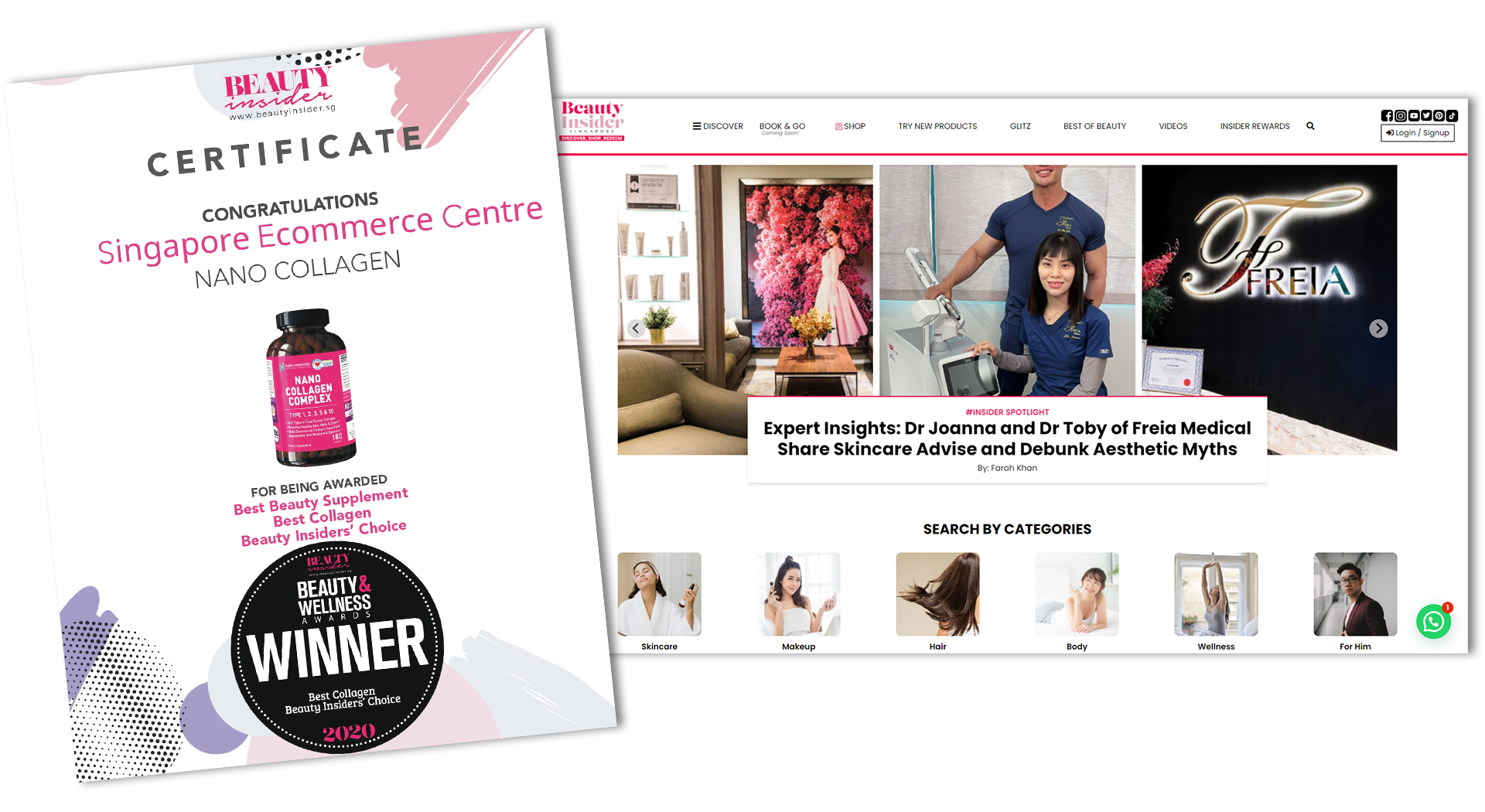 Nano Singapore's certificate from Beauty Insider