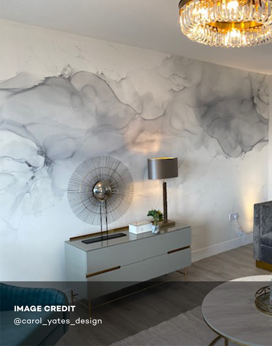 Grey Subtle Watercolour Wall Mural customer install