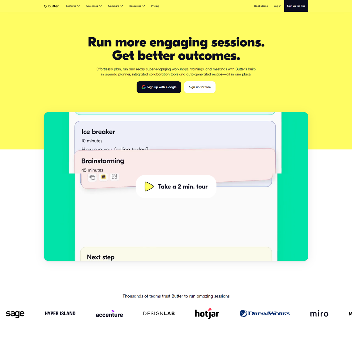 Screenshot of Butter, from the saas websites collection.