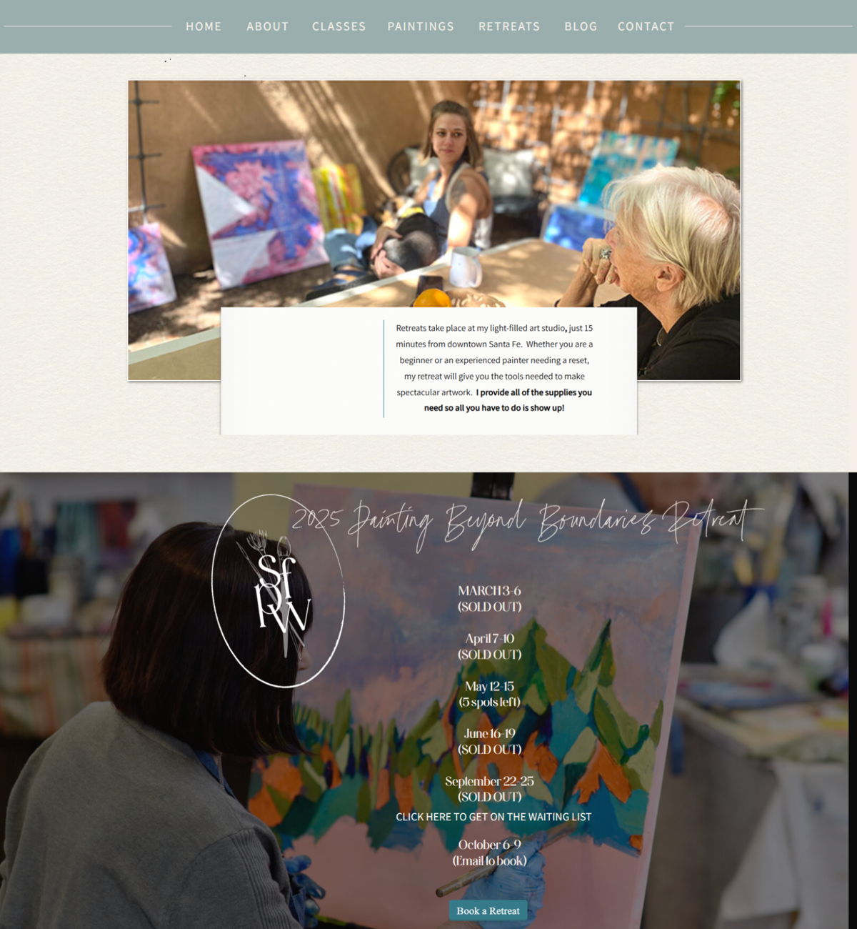 Screenshot of Santa Fe Painting Workshops, from the workshop websites collection.