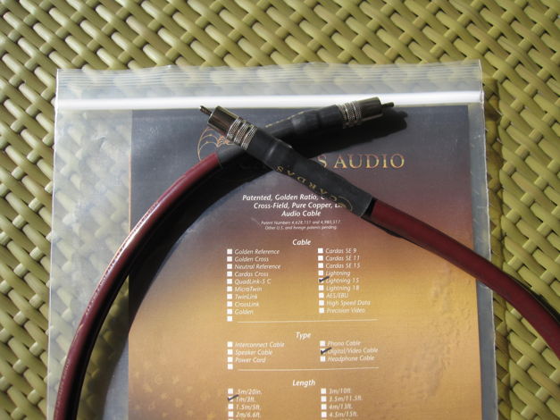 Cardas Audio Lightning 15sx 1 meter digital cable.