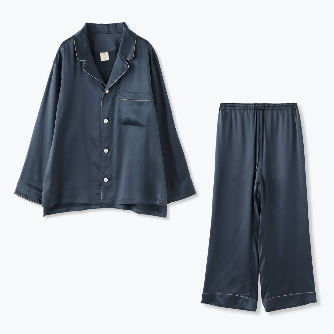 【セットアップ】シルクパジャマ エレガントネイビー