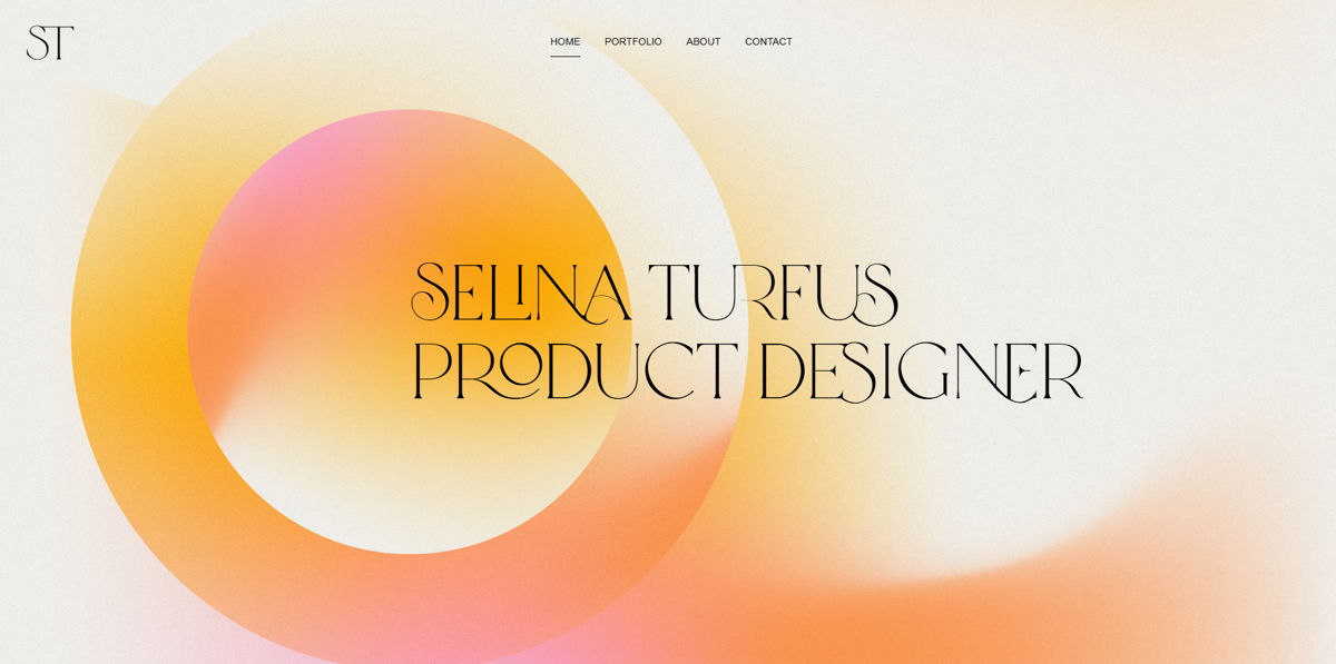Screenshot of Selina Turfus, from the product designer portfolios collection.