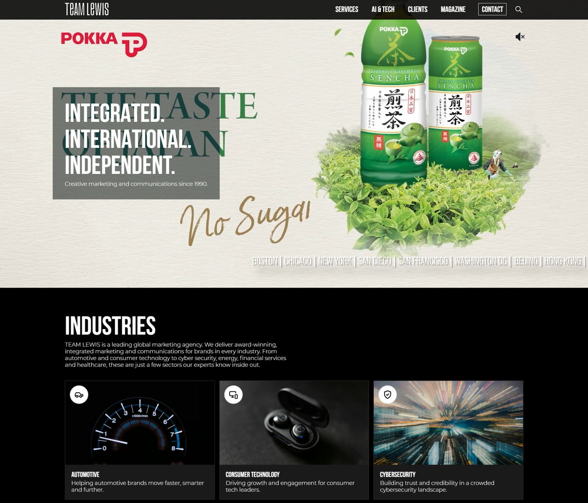 Screenshot of team lewis, from the pr portfolios & websites collection.