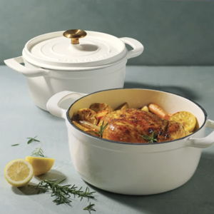 Costco White Tramontina 4-quart & 6-quart Enameled Cast Iron Round Dutch Oven, 2-pack