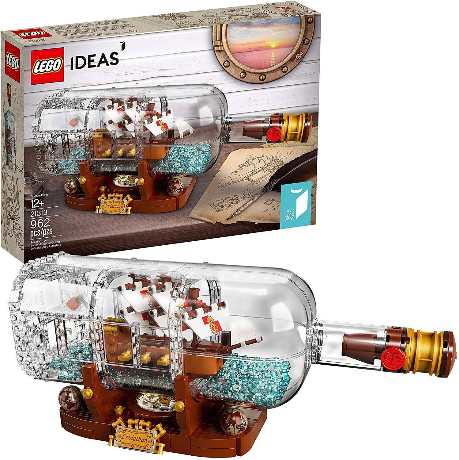lego ship in a bottle
