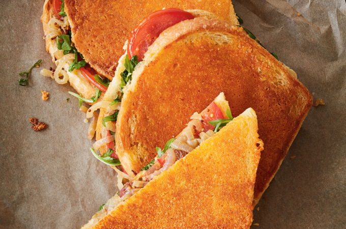 Tomato and Caramelized Onion Grilled Cheese Sandwich