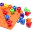 Close up of the colorful Montessori Pegboard set. 