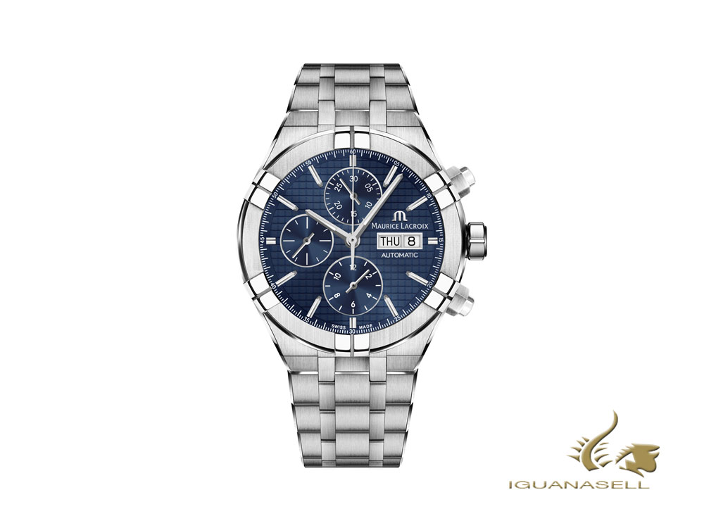 Reloj automático Maurice Lacroix Aikon Chronograph, azul, brazalete de acero