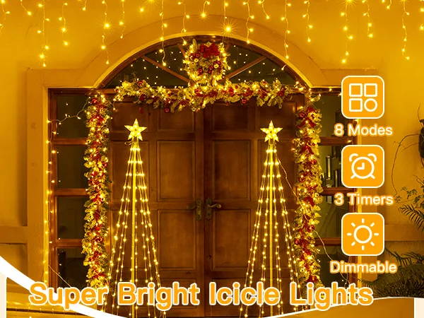Features of Ollny's 720 leds cool white icicle lights