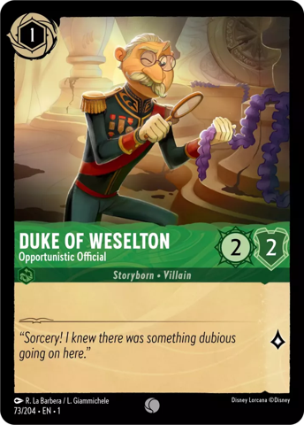 Duke of Weselton card from Disney's Lorcana: The First Chapter.