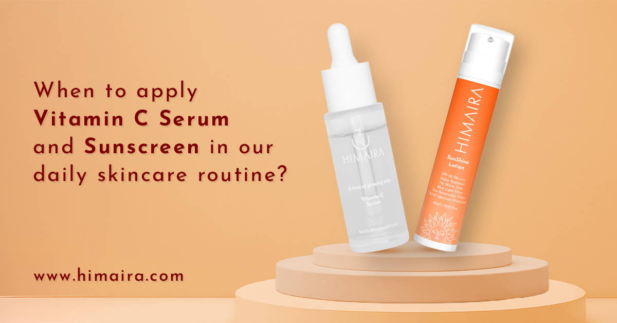 Himaira sunshine lotion and vitamin C serum is displayed with text.