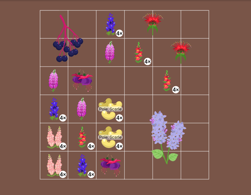 A hummingbird garden planned in the Planter App