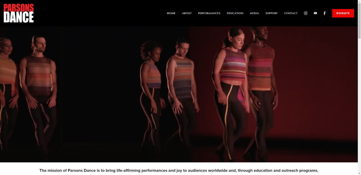 Screenshot of Parsons Dance, from the dancer websites collection.