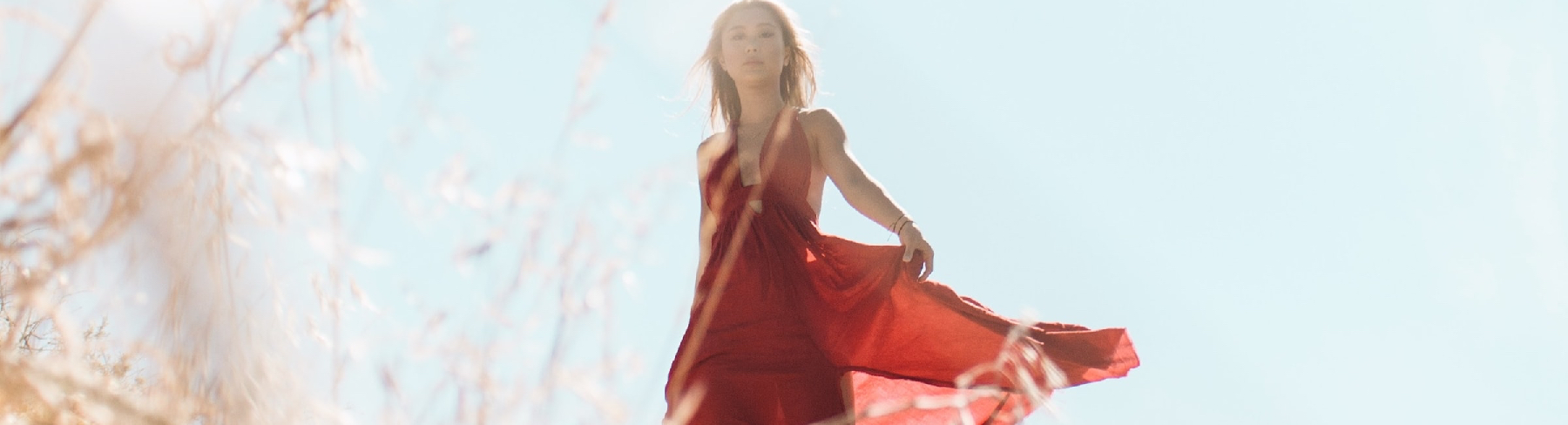 Woman in red dress