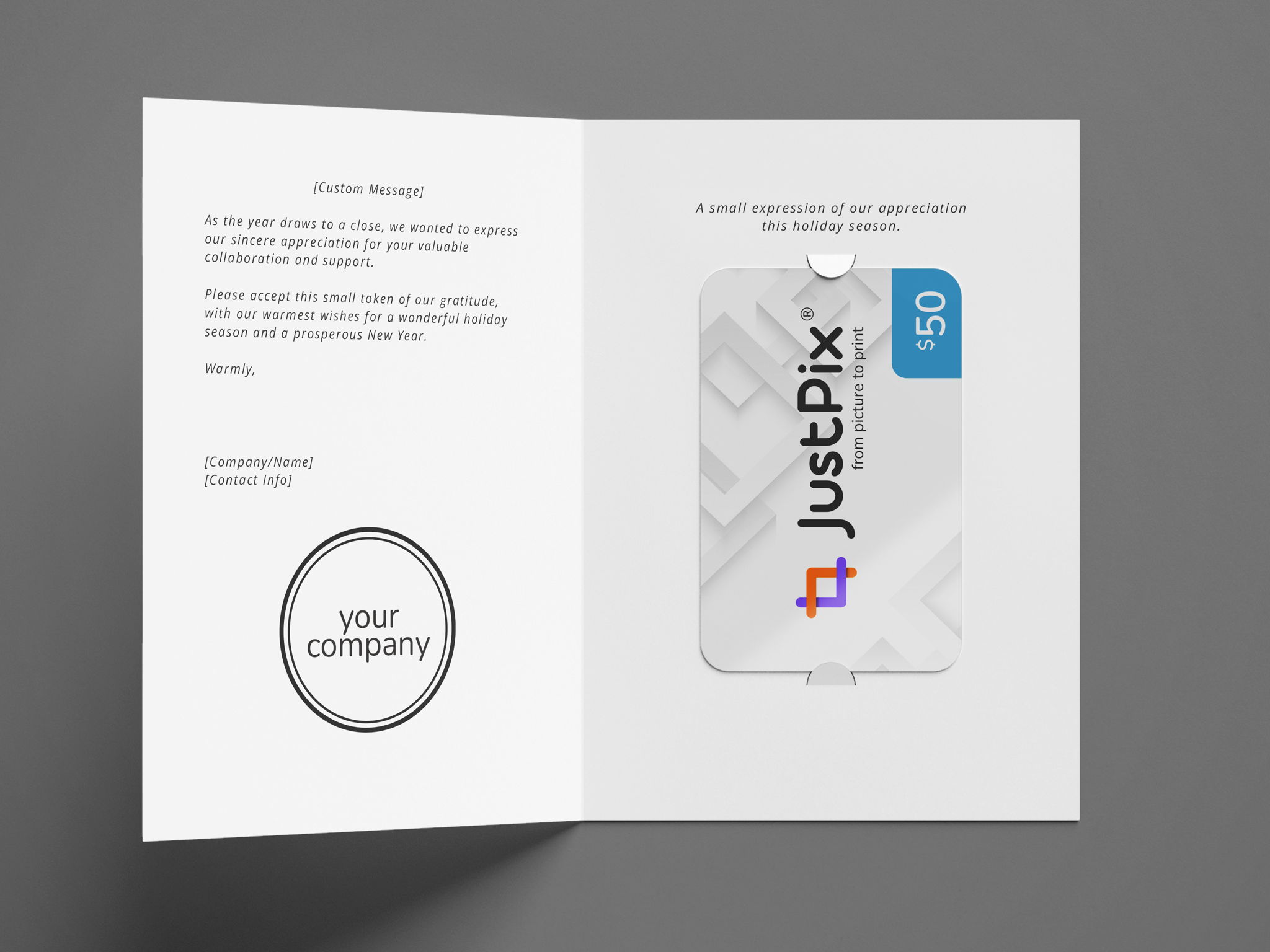 Another corporate gift card display