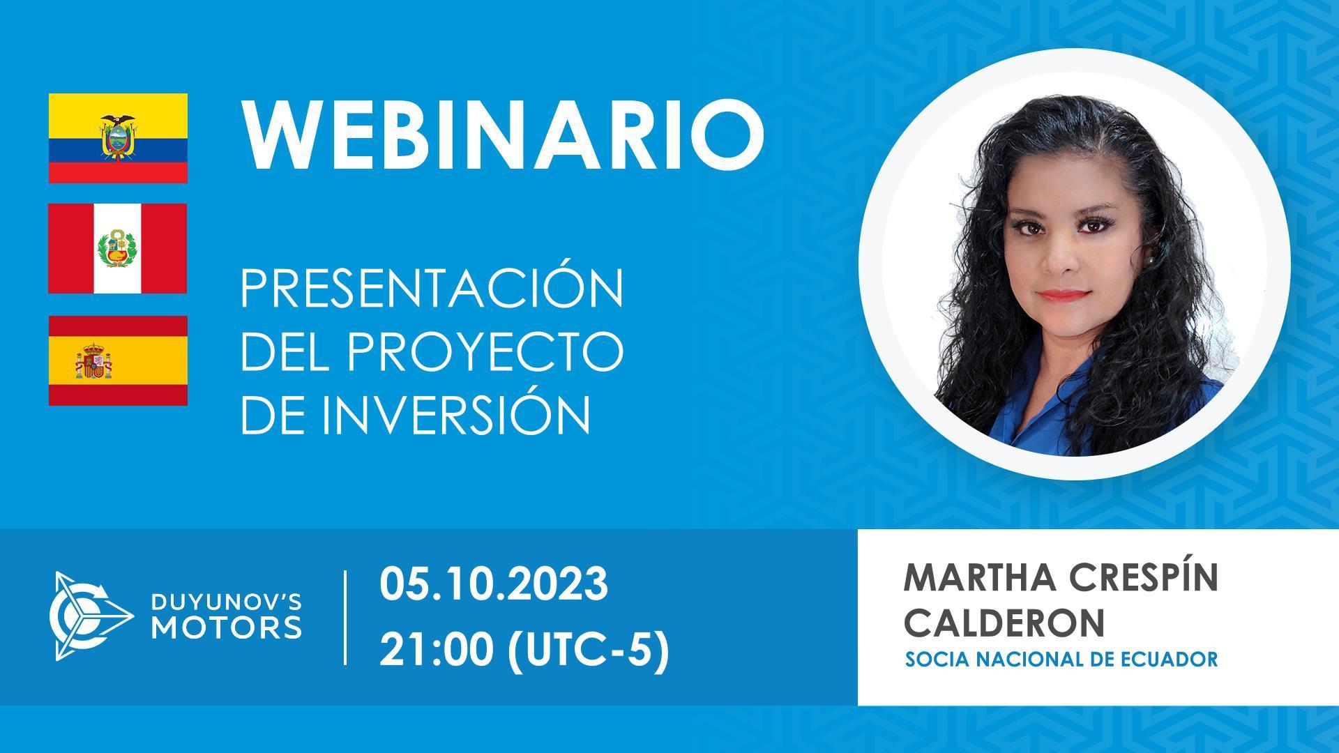 Ecuador. Presentación del proyecto de inversión "Motores de Duyunov"