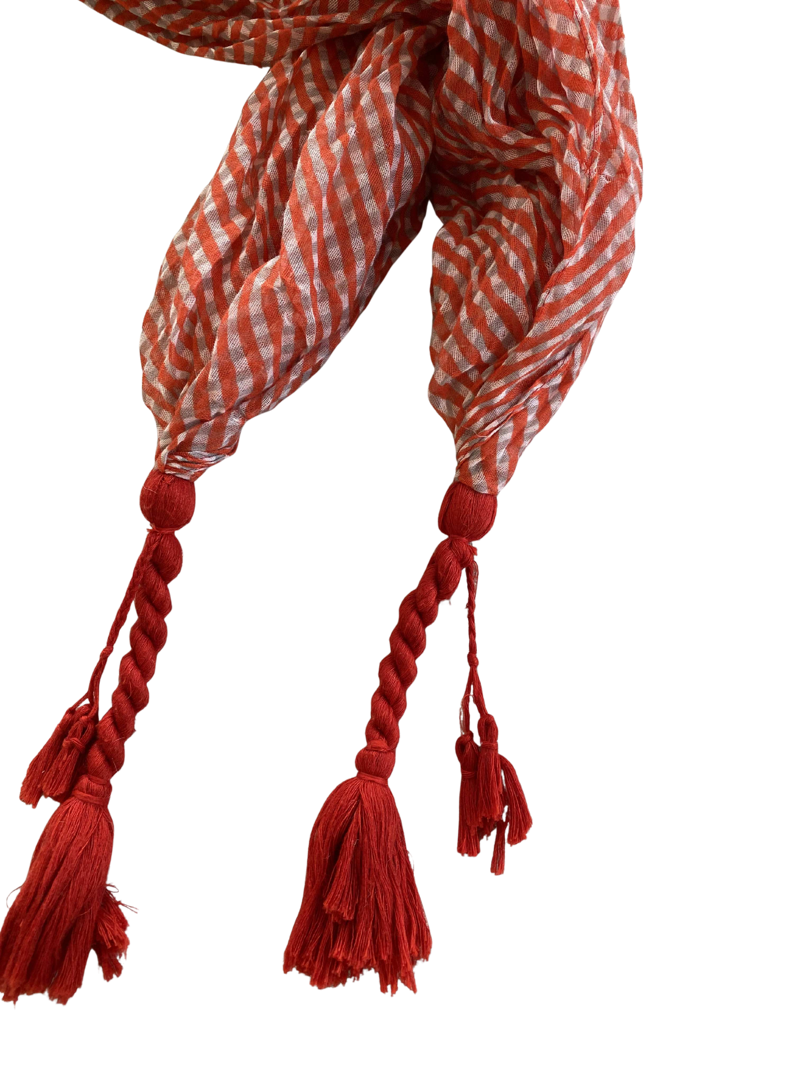 Checked Tassel Braided Scarf - $27.00 | Peruvian Connection: Second Edition