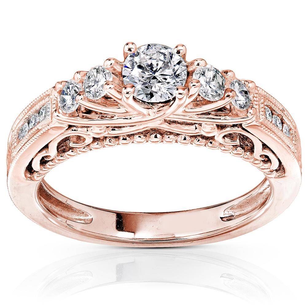 round diamond rose gold engagement ring