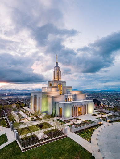 Photo of Draper Utah LDS Temple and grounds from above.