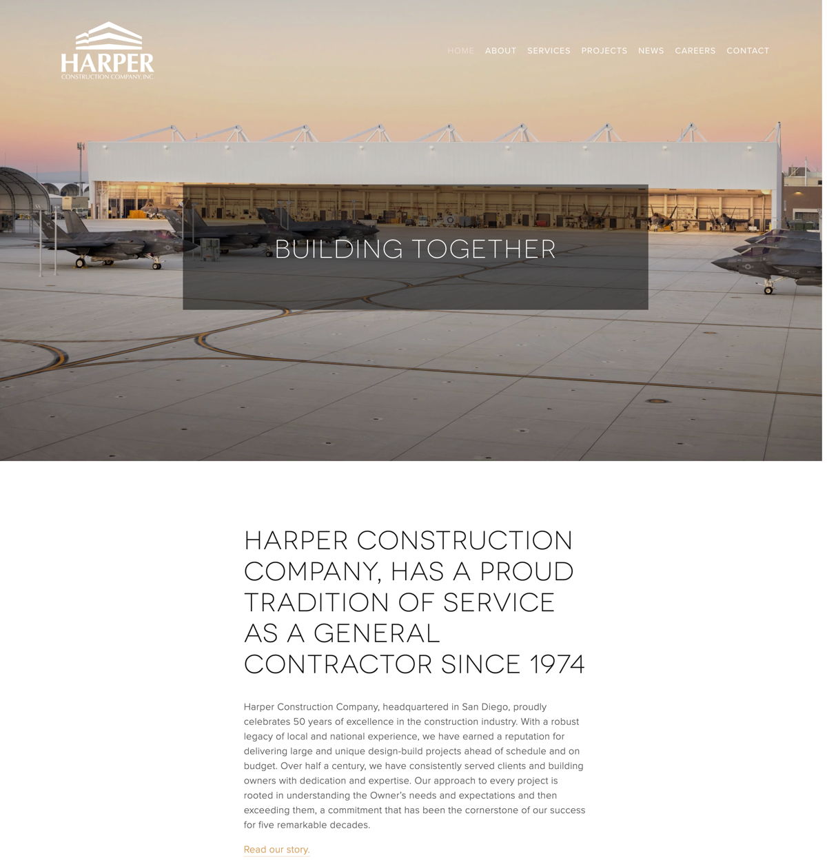 Screenshot of Harper Constructions, from the local business websites collection.
