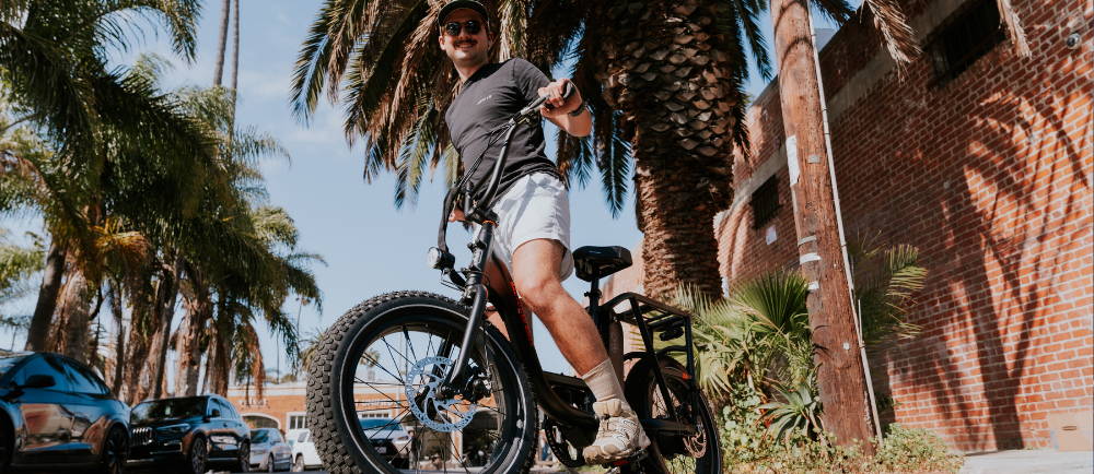 a man on a moto-style e-bike