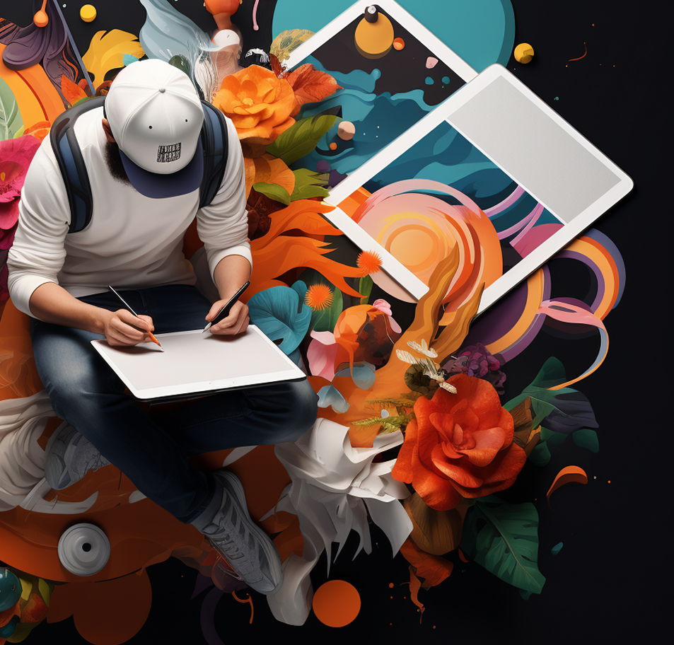 Artist drawing on tablet
