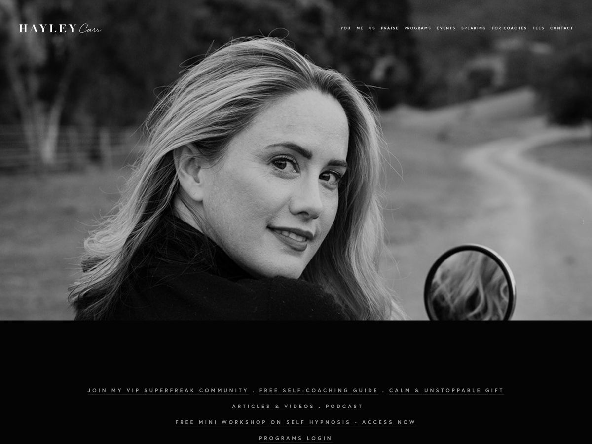 Screenshot of Hayley Carr, from the squarespace coaching websites collection.