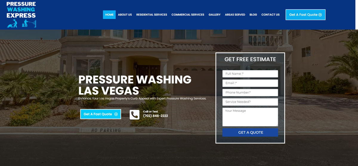 Screenshot of Pressure Washing Las Vegas, from the pressure washing websites collection.