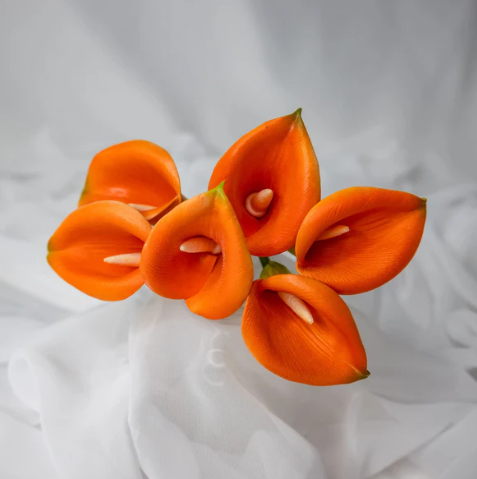 Orange Buttonhole Calla Lily - Realistic Artificial Flowers - Image 3