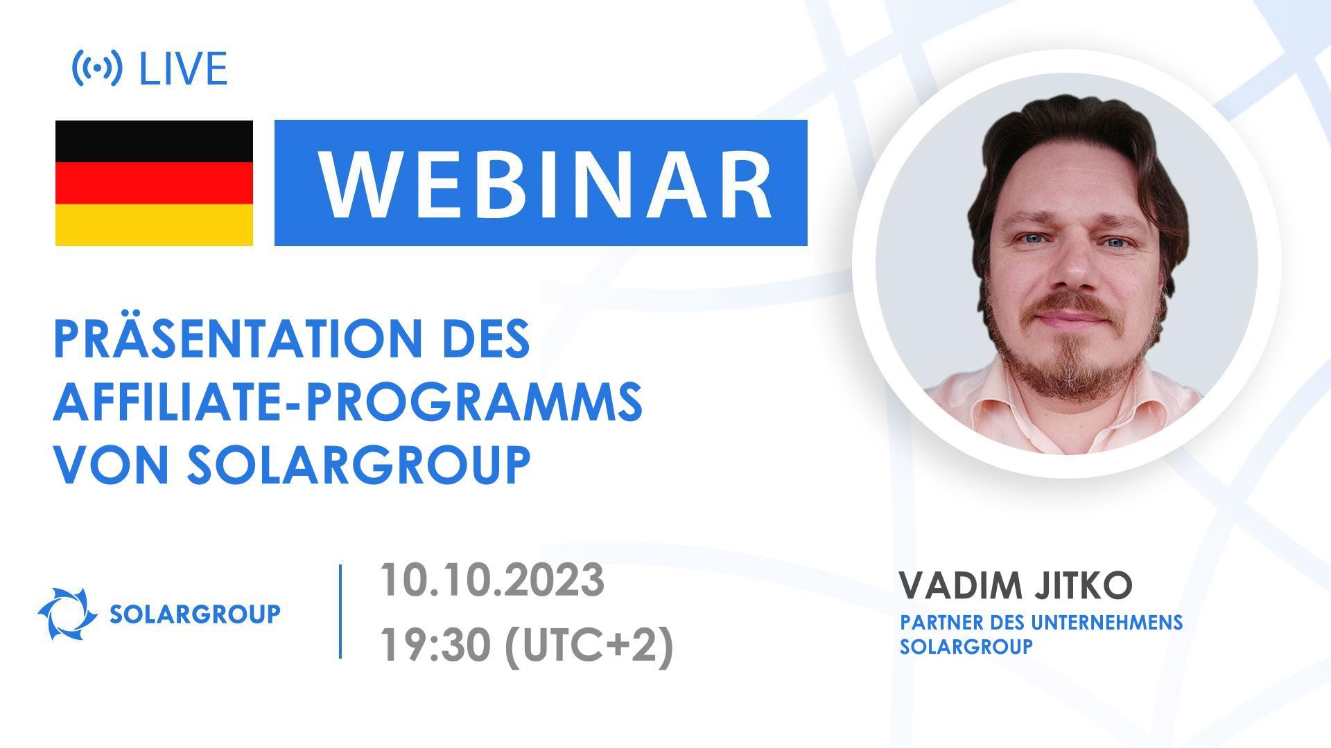 Deutschland. Präsentation des Affiliate-Programms von SOLARGROUP
