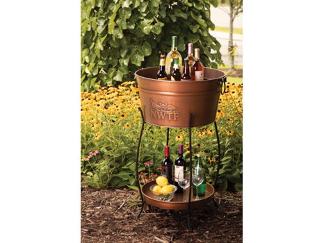 Copper Look Beverage Tub with Tray and Stand