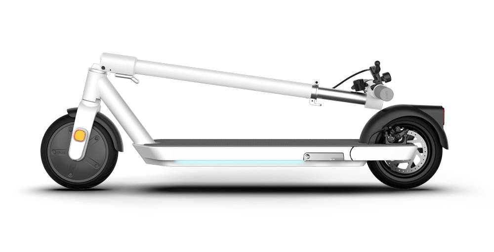 okai neon folded scooter foldable portable compact light escooter