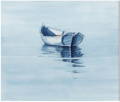 serene rowboat painting in blue tones
