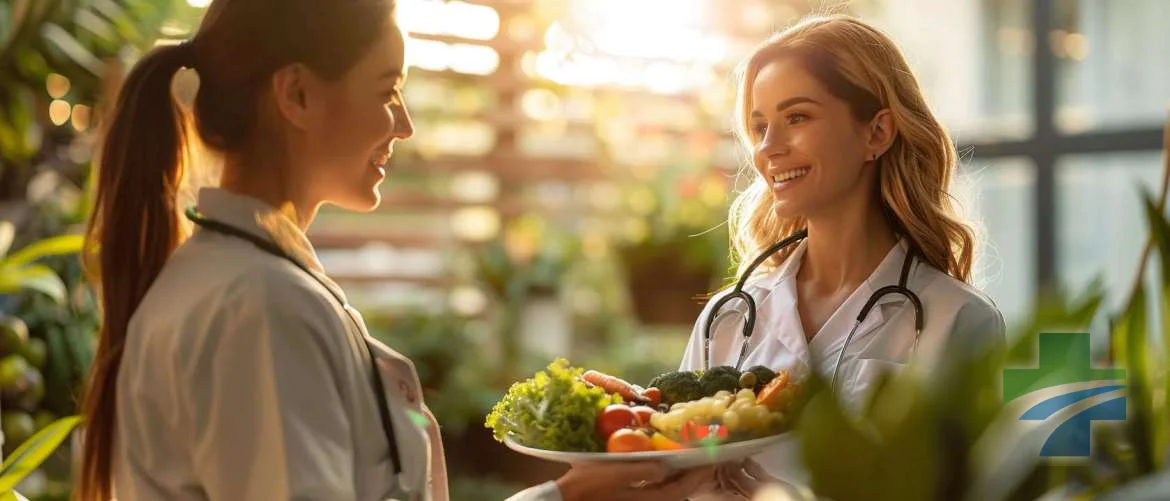 A nurse choosing self-care through nutrition, meeting a happier future self