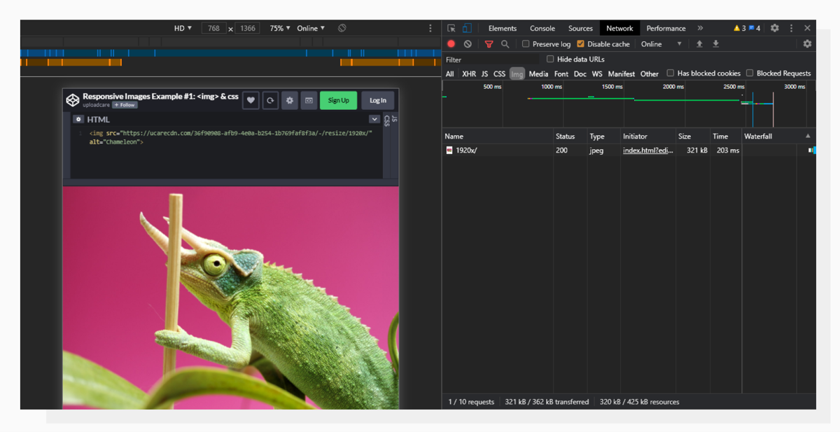 Here, the image is loaded in Chrome Developer Tools. General method of embedding an image